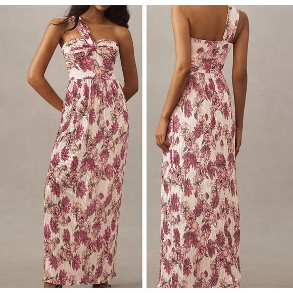 open lace back dress Natali One Shoulder Floral Maxi Dress main image 0